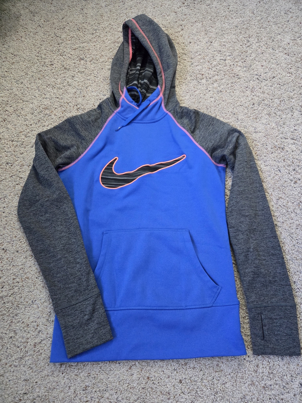 Nike Blue & Gray Swoosh Pullover Hoodie